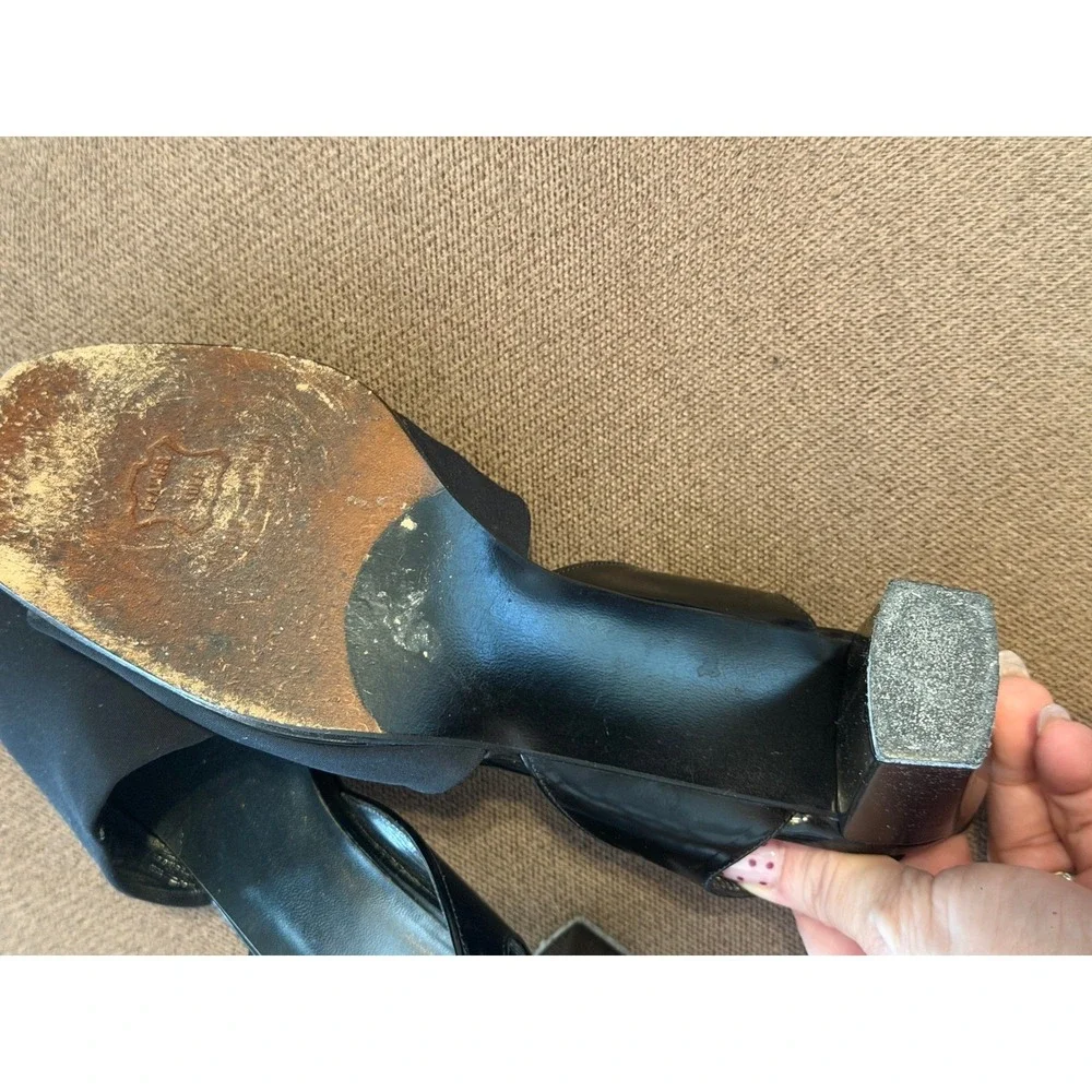 Stuart Weitzman Black Slingback Block Heel Sandals Women's Size 7.5 M 40545